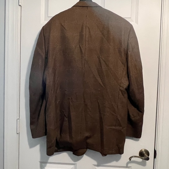 VINTAGE HART SCHAFFNER & MARX - JACOBSON’S TAN/ BLACK CHECK MENS SPORT COAT - Picture 8 of 8